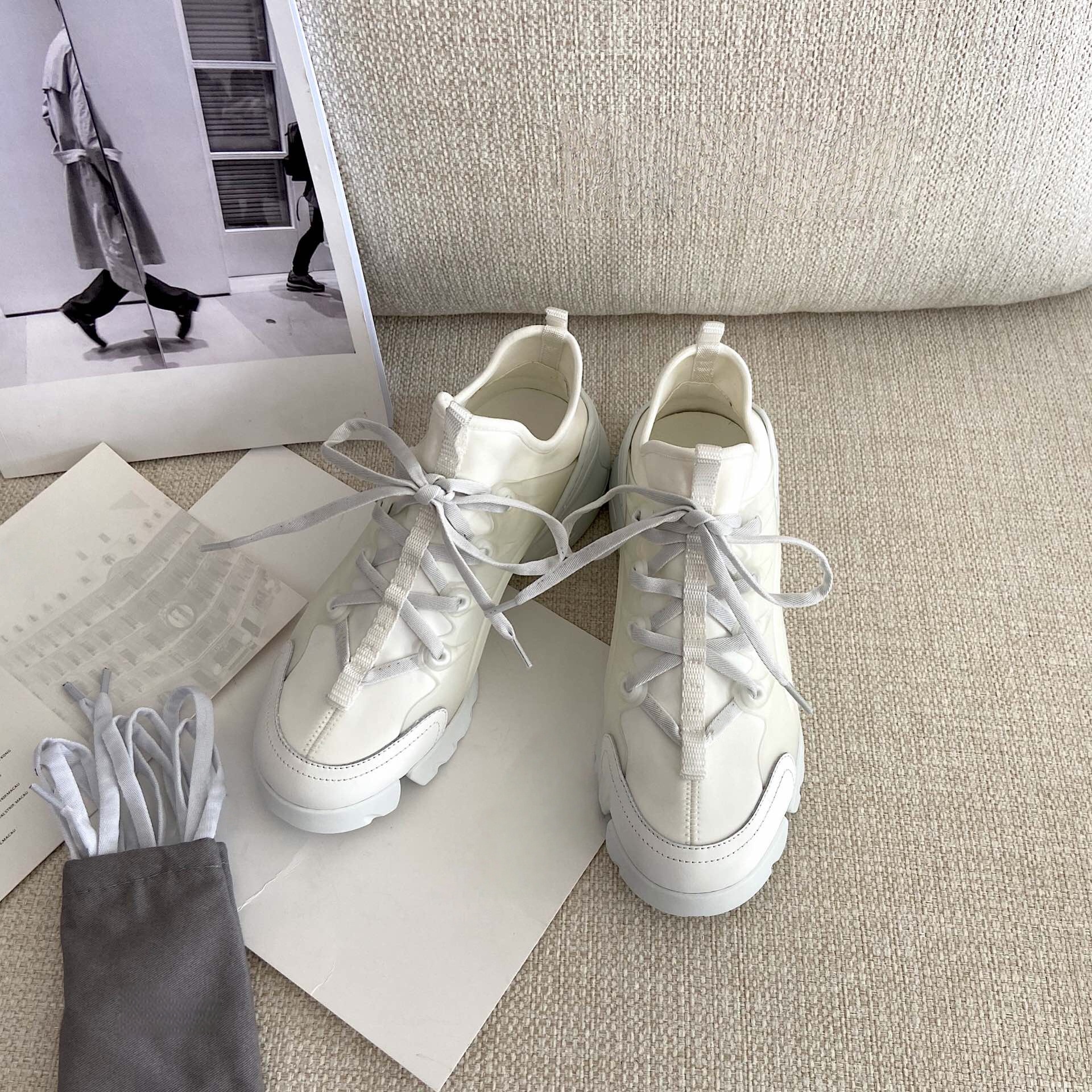Women Shoes Sale - Brand Discount Women's Platform Sneakers Leather-Trimmed
