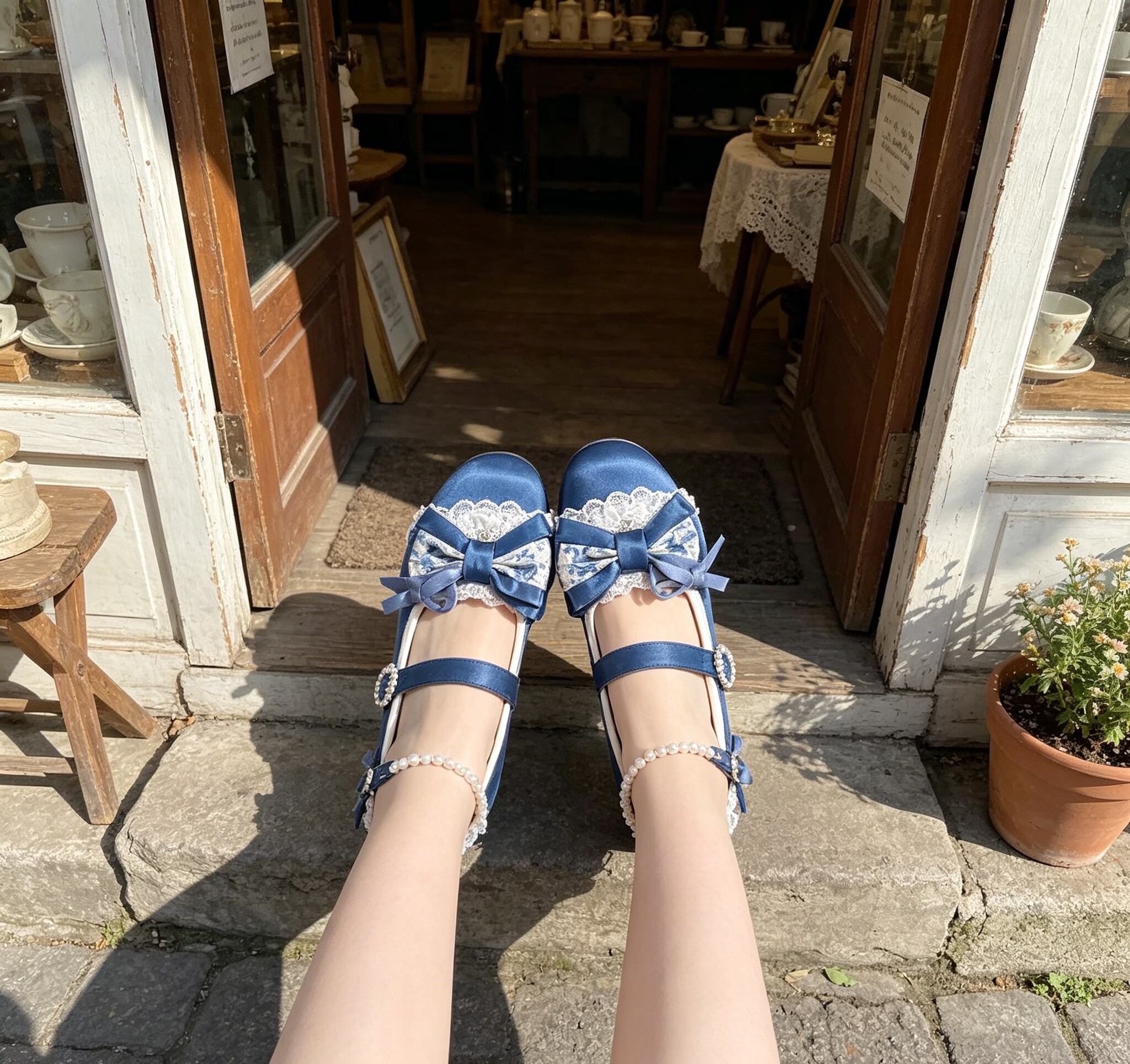 Navy Blue Satin Mary Jane Shoe - огляд і ціна Women'S Shoes Navy Blue