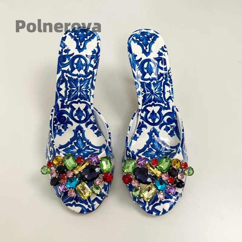 High Heeled Prints Jewel Slipp - огляд і ціна Women'S Shoes Navy Blue