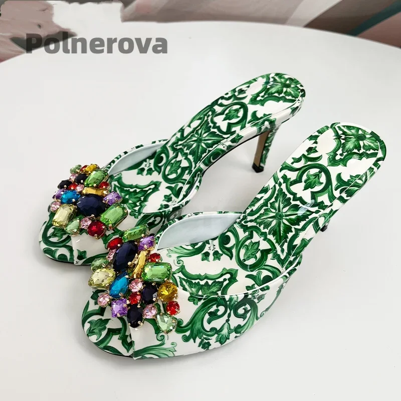 High Heeled Prints Jewel Slipp - огляд і ціна Women'S Shoes Navy Blue