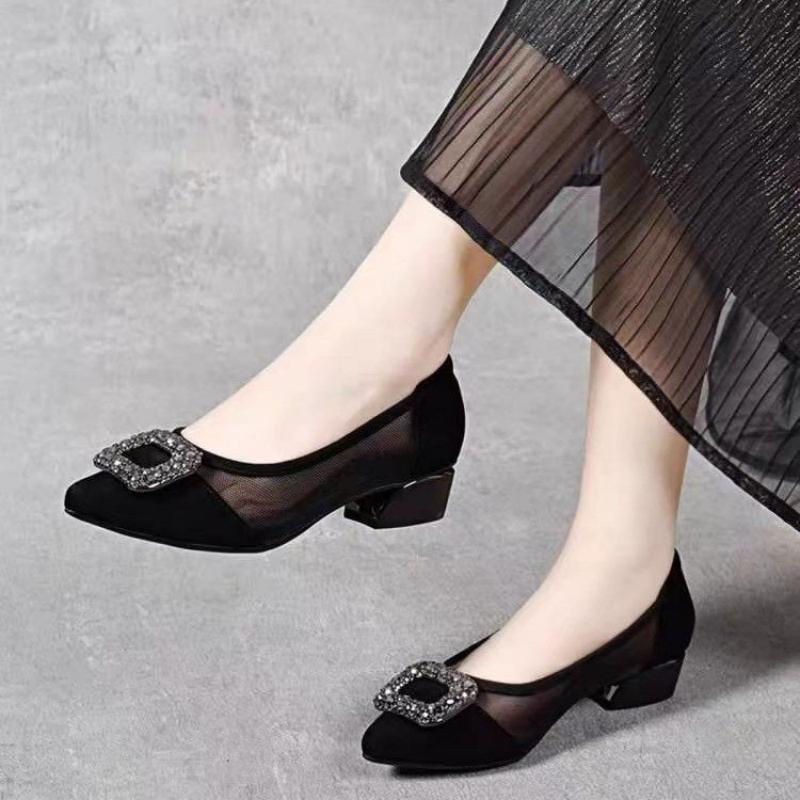 Elegant Pointed Toe Mesh Block - огляд і ціна Women Shoes Heels