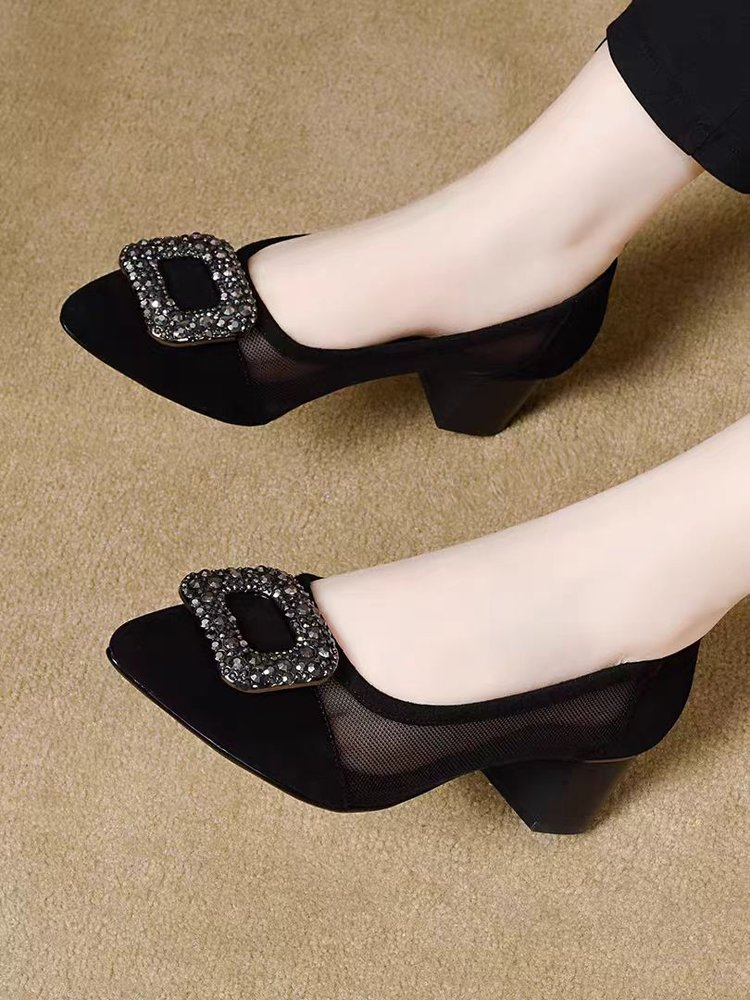 Elegant Pointed Toe Mesh Block - огляд і ціна Women Shoes Heels